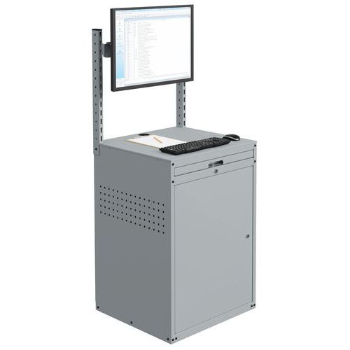 Armoire Modulinfo Rail Et Support Écran - Gris Clair