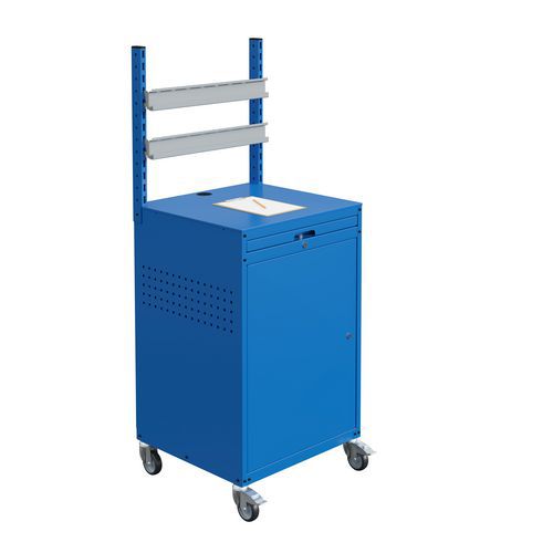 Armoire Mobile Avec 2 Rails Support Bacs à Bec - Bleu Clair