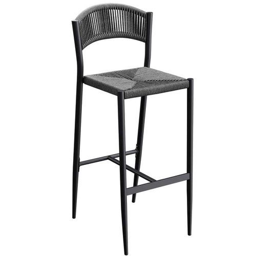 Tabouret Extérieur- Alu- Tressage P E Anthracite- H76- Breda