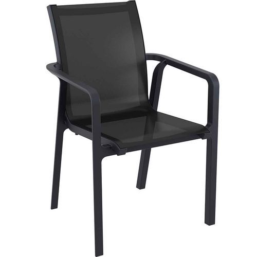 Fauteuil Extérieur- Polypropylène- Textilène- Noir- Atlantic