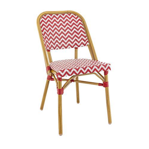 Chaise Extérieure - Alu - Textilène Pimento / Blanc - Louvre