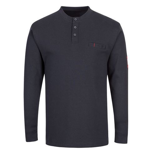 T-shirt Résistant Flamme Henley Antistatique Fr32 Bleu L - Homme