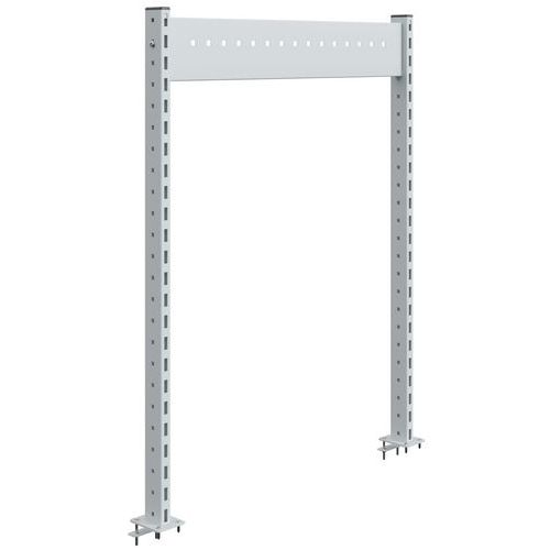 Sofame - Jeu 2 montants superstructure avec traverse gris clair - Acier 1300x1300x1200mm - Mobilier d'atelier robuste