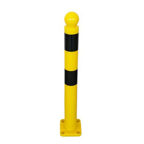 Viso - Poteau Flexible à Platine Ø80mm 800mm Noir/Jaune - Fixation à Visser - Intérieur/Extérieur - Idéal Entrepôt