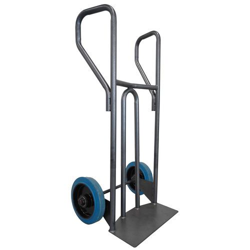 Stockman - Diable Acier Incurvé 400 kg Roues Caoutchouc Bleu - Charge Lourde - Robuste et Fiable