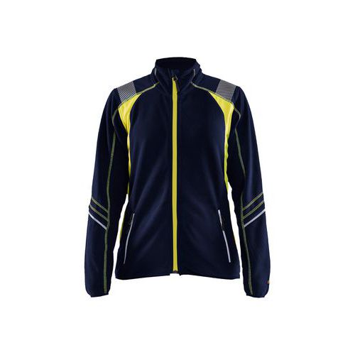 Veste Micropolaire Détails Fluo Femme Marine Et Jaune Fluo