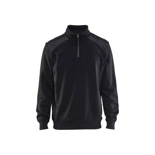 Sweat Col Camionneur Bicolore Noir Et Marine