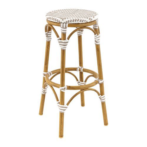 Tabouret Extérieur- Alu - Tressage Gris / Blanc- H76 - Passy