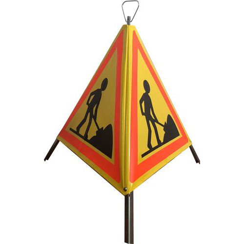 Viso - Tripode de Signalisation Temporaire Pliable Classe 1 Jaune/Orange - Chantier - 705mm Hauteur