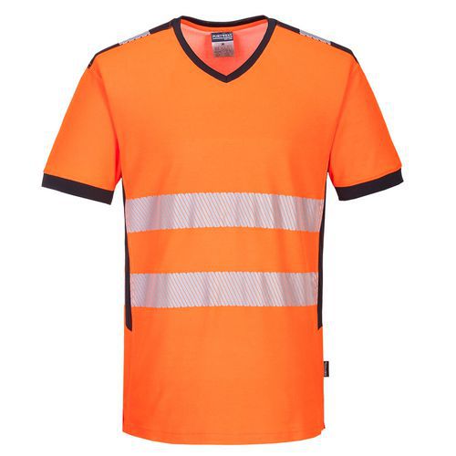 T-shirt Col V Pw3 Haute Visibilité Pw31 Noir/orange Xl - Homme