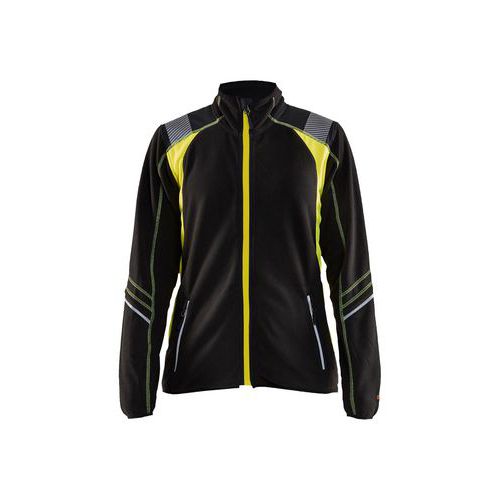 Veste Micropolaire Détails Fluo Femme Noir Et Jaune Fluo