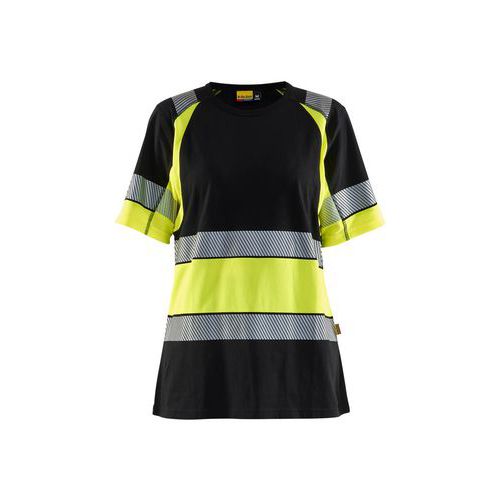 T-shirt Haute Visibilité Classe 1 Pour Femme Noir Et Jaune