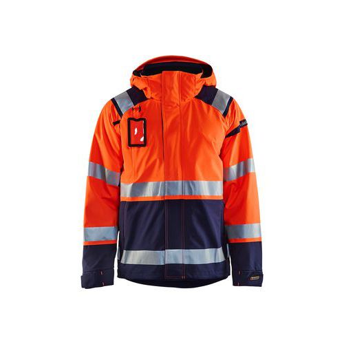 Veste Hardshell Stretch 2d Marine Et Orange Fluo
