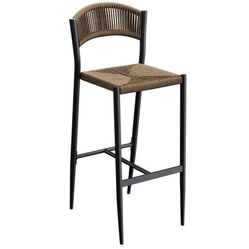 Tabouret Extérieur - Alu - Tressage P E Paille - H76 - Breda