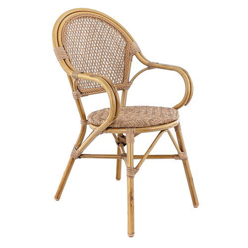Fauteuil Extérieur- Alu- Tressagepe Rotin Noisette- Rochelle