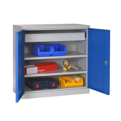 Armoire Atelier 1000x1000 - 2 Tablettes - 1 Tiroirs - Bleu