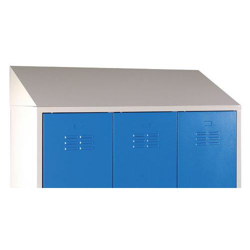 Sofame - Coiffe inclinée pour vestiaire L900 - Acier Gris Clair RAL 7035 - 900x500mm - Montage Facile