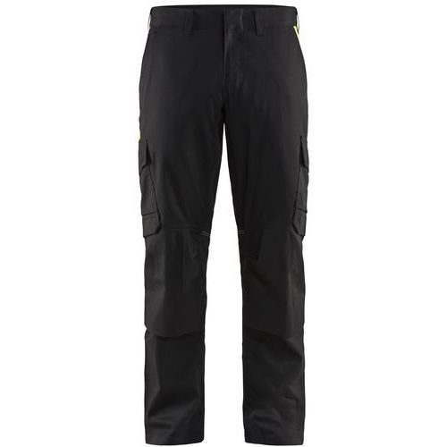 Pantalon De Travail Industrie à Poches Genouillères Stretch 2d Noir/jaune Fluo C54