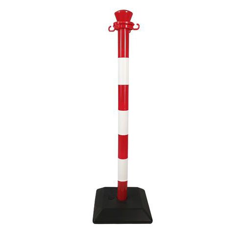 Viso - Poteau de balisage ABS Rouge/Blanc - Kit avec base lestée - 1000 mm - Usage intérieur/extérieur