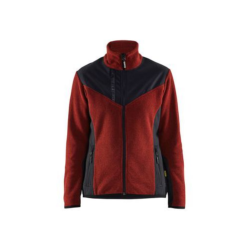 Veste Tricotée Avec Softshell Femme Rouge/noir S