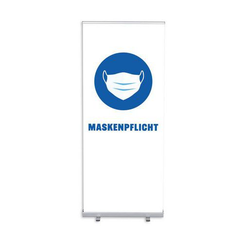 Roll-banner Budget 85 Komplett-set Port Du Masque Obligatoire Blanc Allemand