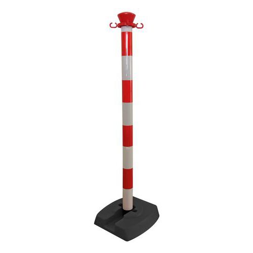Poteau De Balisage Abs Rabattable Base Lestée - Rouge/blanc
