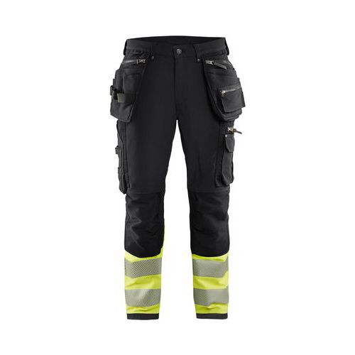 Pantalon D'artisan Haute Visibilité Noir Jaune Fluo