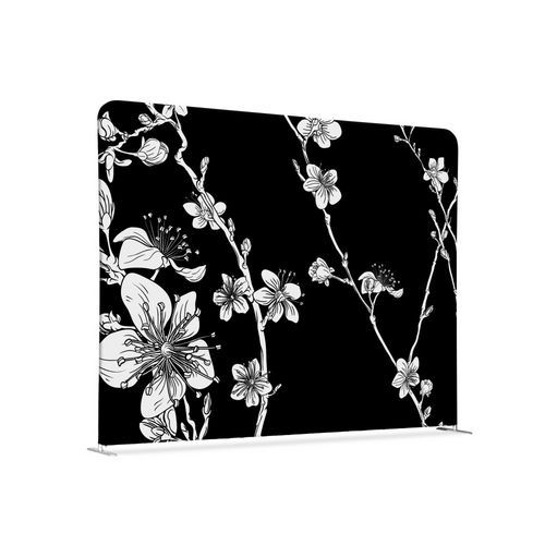 Cloison En Tissu 200-150 Double Fleurs De Cerisier Japonais Abstraites Noires