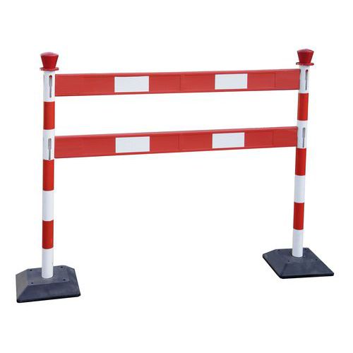 Viso - Kit poteaux ABS avec barrières Rouge/blanc - 1000 mm - Manutention intérieur/extérieur