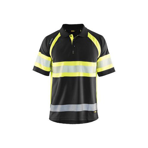 Polo Haute Visibilité Antiuv Noir Jaune Fluo 6xl