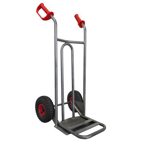Stockman - Diable Acier Incurvé 250 kg Roues Gonflables - Gris - Robuste et Maniable