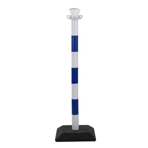 Viso - Poteau de balisage ABS Bleu/Blanc - Kit avec base à lester - 1000mm - Usage intérieur/extérieur