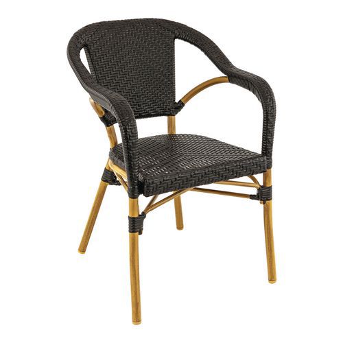 Fauteuil Extérieur - Alu - Tressage P E Noir - Madeleine