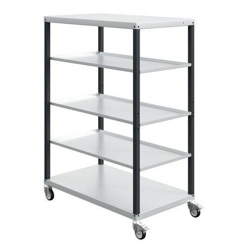 Desserte Mobile 5 Niveaux Et 4 Montants L1215 H1675 Bleu