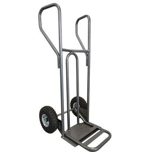 Stockman - Diable Acier Incurvé 250 kg - Pelle Rabattable Pneumatique 260mm - Gris