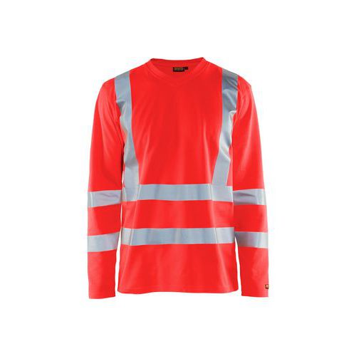 T-shirt Manches Longues Col V Anti-uv Rouge Brique