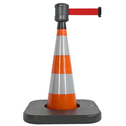Cône 70 Cm Orange Base À Lester Avec Sangle 4mx5cm Rouge