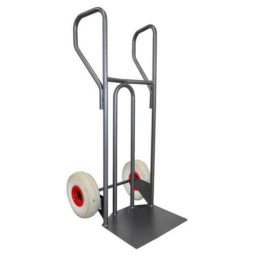 Stockman - Diable Acier Incurvé 250 kg Roues Increvables Gris - Grande Pelle Fixe - Idéal Manutention