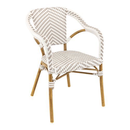 Fauteuil Extérieur- Alu- Tressage P E Gris/ Blanc- Madeleine