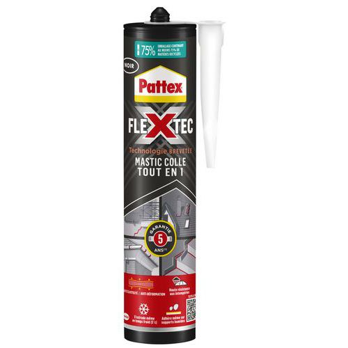 Pattex - Mastic Colle Flextec Noir 389g - Tout en un, Flexible et Résistant