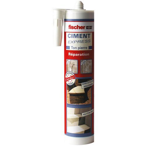 Fischer - Ciment Express ton pierre prêt à l'emploi 310 ml Gris foncé