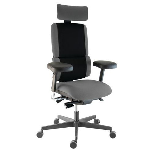 Sokoa - Fauteuil Wi-Max ERGO Haut Dossier Têtière Gris - Ergonomique Synchrone 5 Ans Garantie - 92% Recyclé
