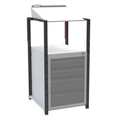 Fimm - Pupitre sur patins inclinable avec 4 tiroirs - Bleu - 1200mm H - Charge 150kg - Éco-responsable