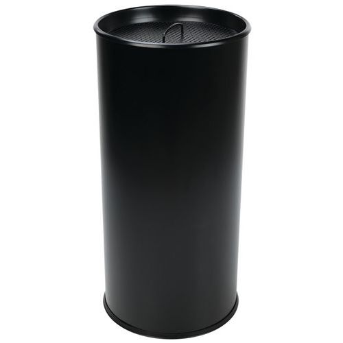 Manutan Expert - Cendrier à sable rond 60L Noir - Acier inoxydable - Extérieur - Garantie 10 ans
