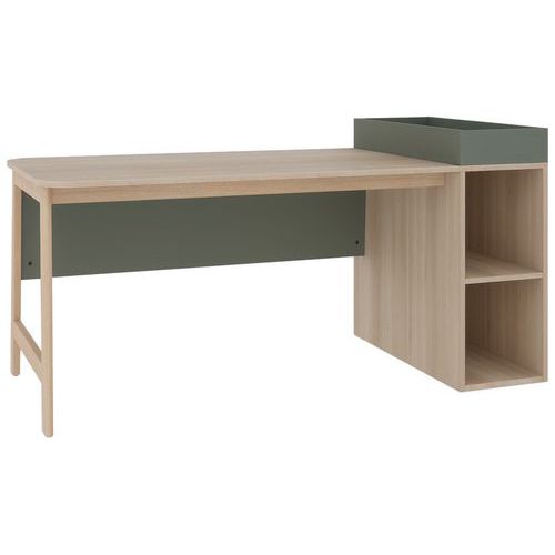 Bureau Blois 140x80 Cm Caisson Ouvert Droite Vert /acacia