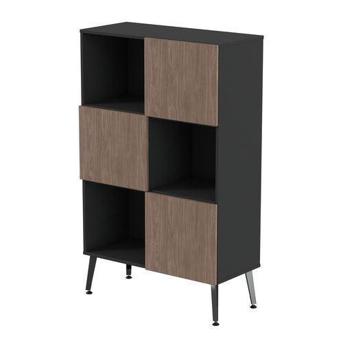 Rangement Haut Teni Lg.130 Cm 3 Portes Damier Noir/noyer