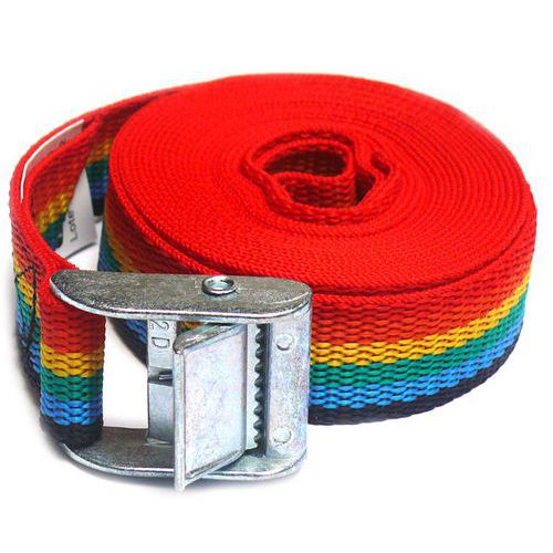 Ponsa - Sangle à boucle 25 mm 3 m Arc en Ciel - Polypropylène - Norme EN 12195-2