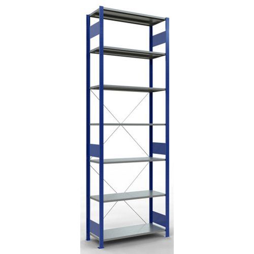 Schulte - Rayonnage léger Easy-Fix Départ - 3000x1000x400mm Bleu Gris - 7 tablettes Acier - Charge 2300kg