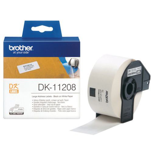 Brother - Ruban d'étiquettes d'adresse DK11208 - Blanc 90x38mm - 400 étiquettes par rouleau
