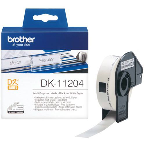 Brother - Ruban Étiquettes Multi-usages DK11204 Blanc 54x17mm - 400 Étiquettes/Rouleau - Idéal pour Bureau